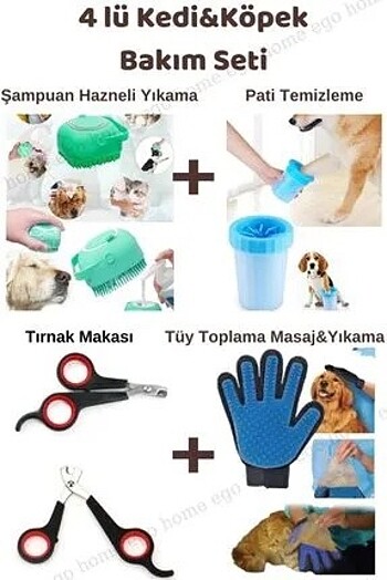 4 Lü Kedi&köpek Bakım Seti Lüks Temizleme Bakım Seti 4 Lü