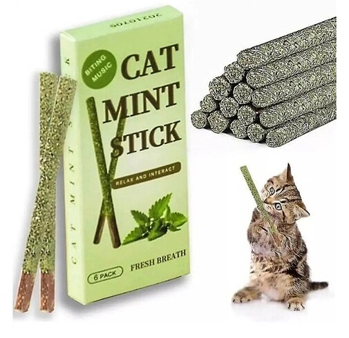 Beden Renk 6 Adet Doğal Catnipli Yenilebilir Kedi Matatabi Çubuğu Kedi Oyun