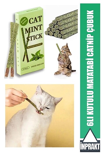 6 Adet Doğal Catnipli Yenilebilir Kedi Matatabi Çubuğu Kedi Oyun