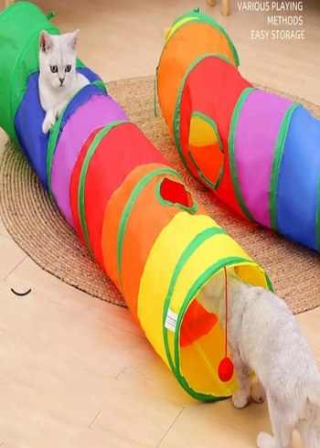 Düz Kedi Tüneli Katlanır Gökkuşağı Uzun Düz Kedi Köpek - Görsel 2