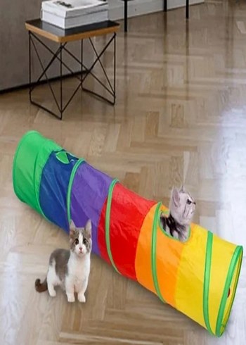 Düz Kedi Tüneli Katlanır Gökkuşağı Uzun Düz Kedi Köpek - Görsel 3