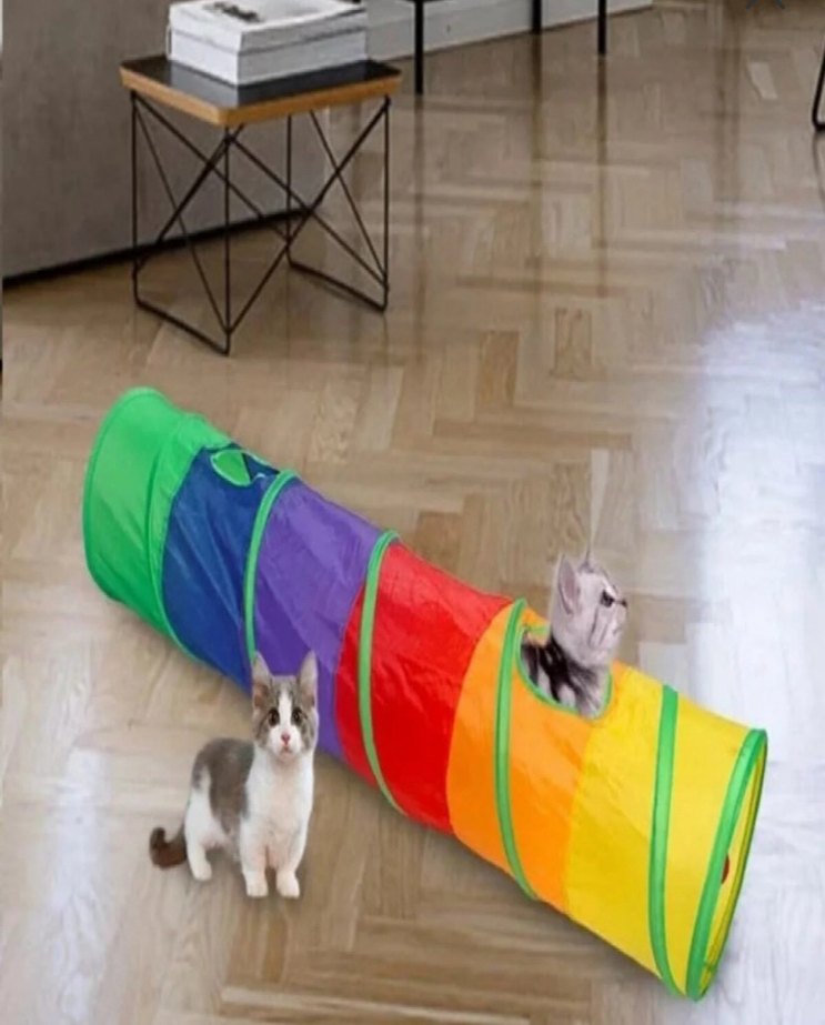 Düz Kedi Tüneli Katlanır Gökkuşağı Uzun Düz Kedi Köpek - Görsel 3