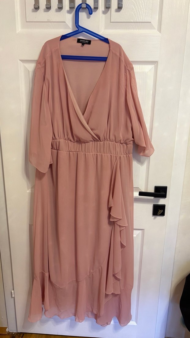 Pembe Uzun Bohem V Yaka Elbise - Görsel 2