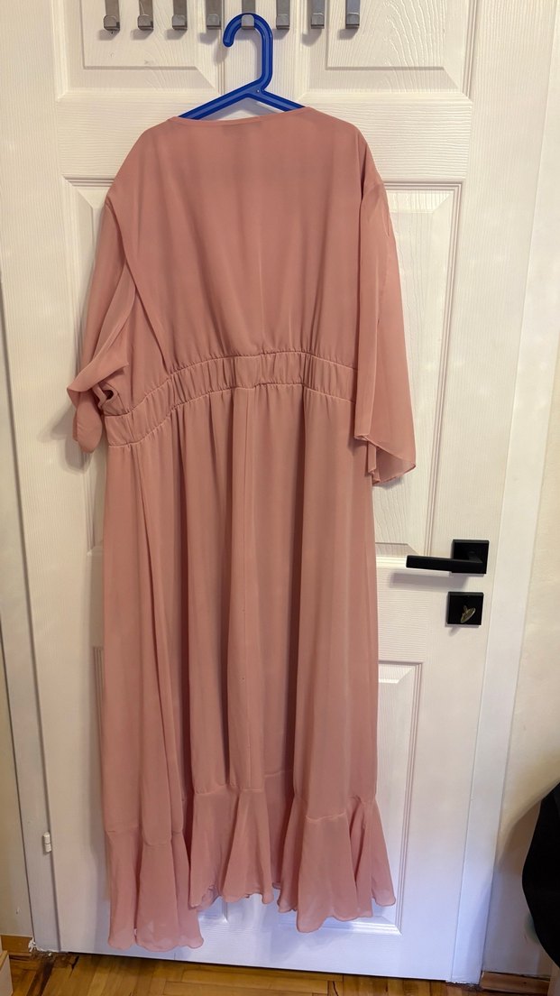 Pembe Uzun Bohem V Yaka Elbise - Görsel 3