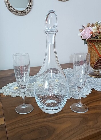 Paşabahçe sürahi ve 2 kadehi