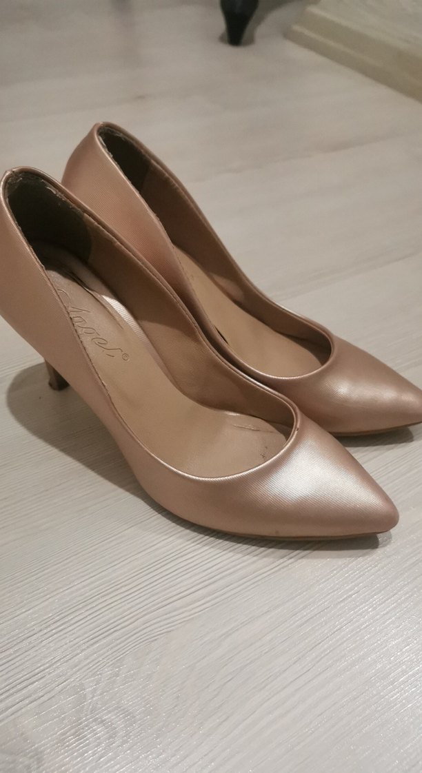 Bej Deri Stiletto Topuklu Kadın Ayakkabı - Görsel 3