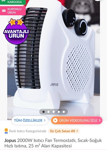 Beden JOPUS Beyaz Elektrikli Isıtıcı