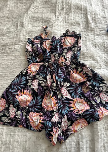 Çiçek Desenli Kadın Mini Tulum - Görsel 6