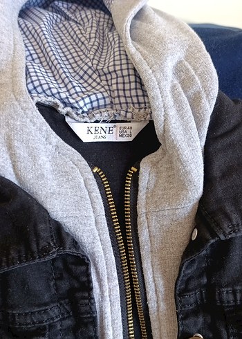 Diğer Gri Kapüşonlu Denim Erkek Ceket