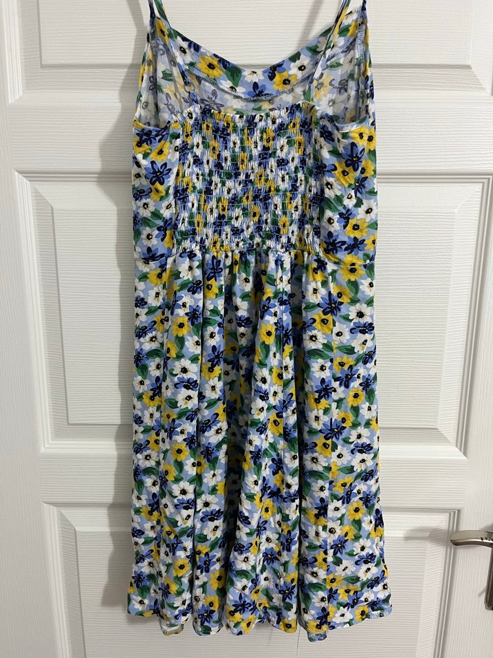 Çiçek Desenli Midi Askılı Elbise - Görsel 2