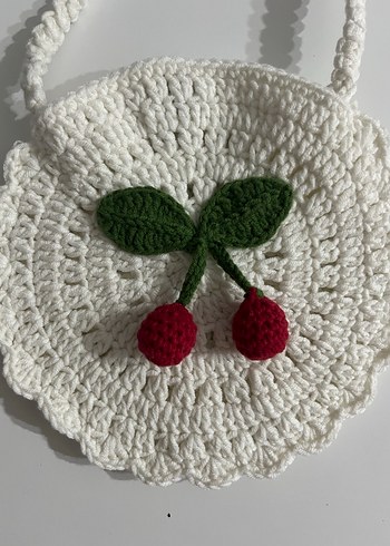 Dantelli İşlemeli Kirazlı Bohem Çocuk Çanta - Görsel 3