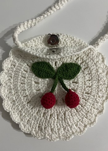 Dantelli İşlemeli Kirazlı Bohem Çocuk Çanta - Görsel 4