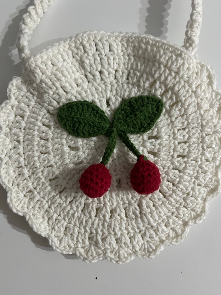 Dantelli İşlemeli Kirazlı Bohem Çocuk Çanta - Görsel 3