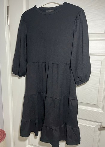 Siyah Uzun Elbise,Fırfırlı - Görsel 2