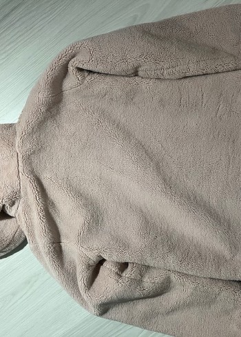 Toz pembe kız çocuk peluş mont - Görsel 3