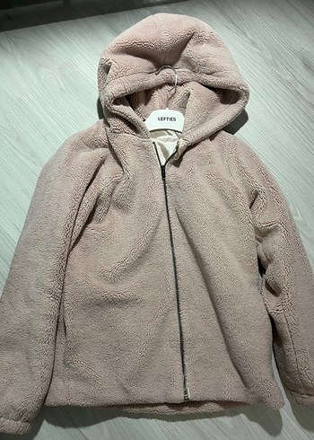 Toz pembe kız çocuk peluş mont - Görsel 2