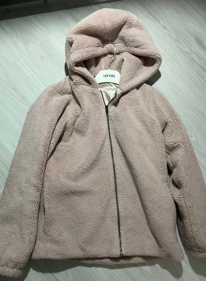 Toz pembe kız çocuk peluş mont - Görsel 2