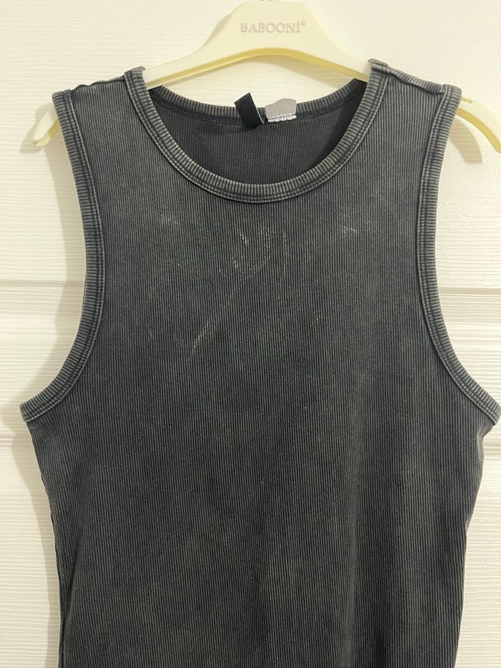 Siyah Süet Midi Kolsuz Elbise - Görsel 2