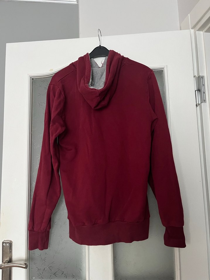 Bordo Uzun Kollu Kapüşonlu Sweatshirt - Görsel 2