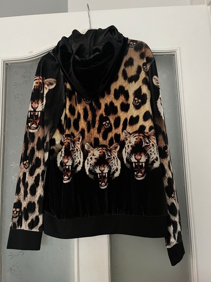 Leopar Desenli Kapüşonlu Kadın hırka - Görsel 3