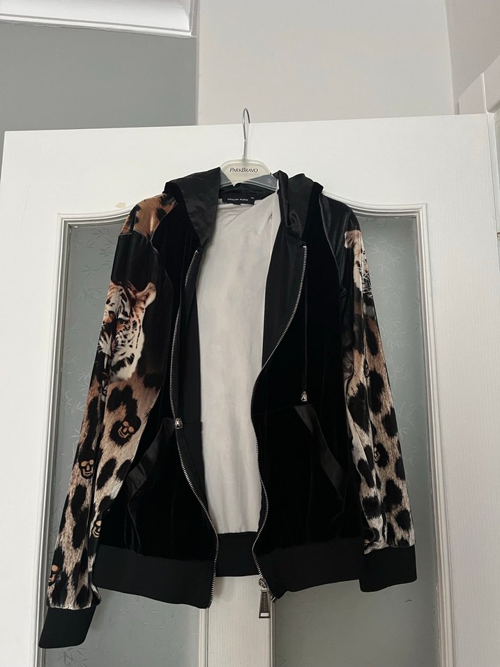 Leopar Desenli Kapüşonlu Kadın hırka - Görsel 2