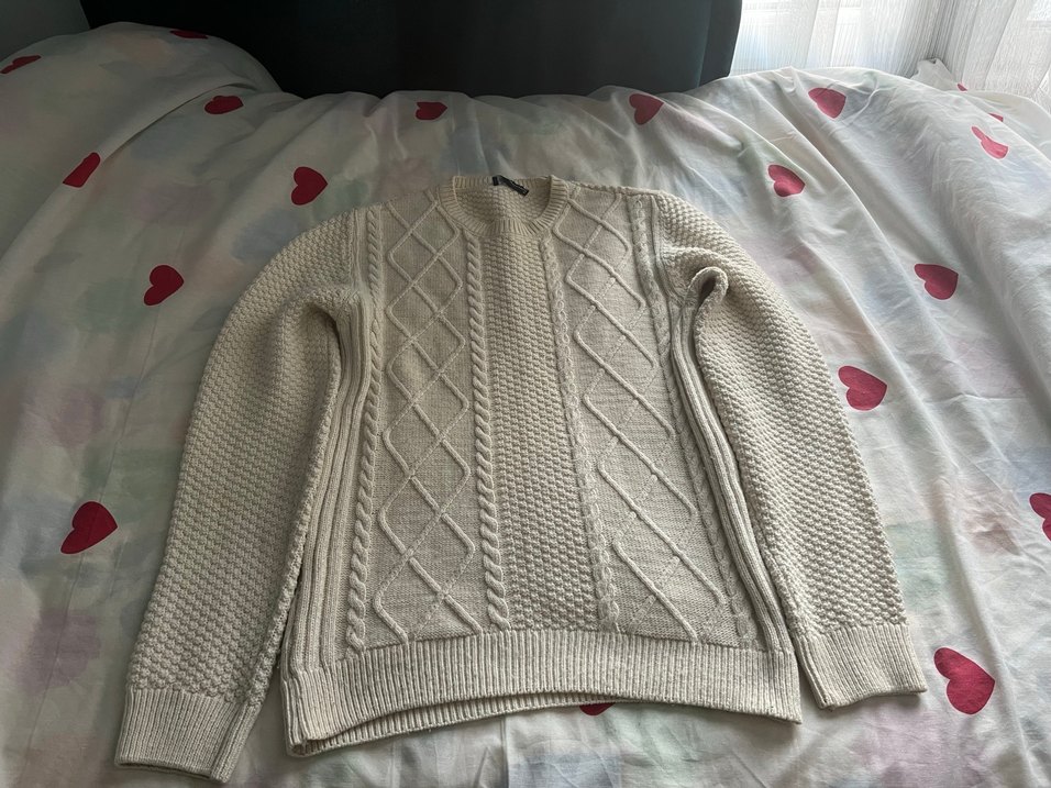 Kadın Beyaz Örgü Salaş Triko Kazak - Görsel 2