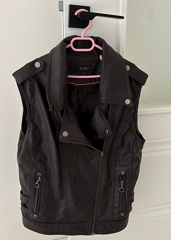 American Vintage Kahverengi Vintage Deri Biker Yelek