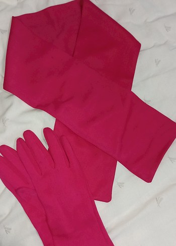 Pembe eldiven ve fular takımı - Görsel 3