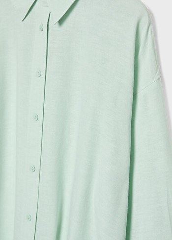 su yeşili Pamuklu Düğmeli gömlek - Görsel 2