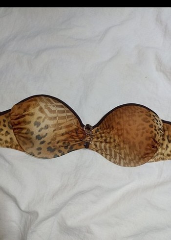 Parlak Yılan Desenli taş detaylı Sütyen/bikini