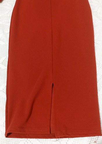 Kırmızı Uzun Kollu Kemerli Kadın Elbise - Görsel 7