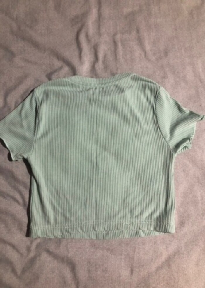 Yazlık kısa kollu tişört su yeşili - Görsel 2