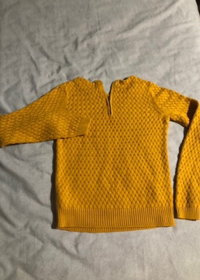 Hardal rengi kazak triko kışlık - Görsel 4