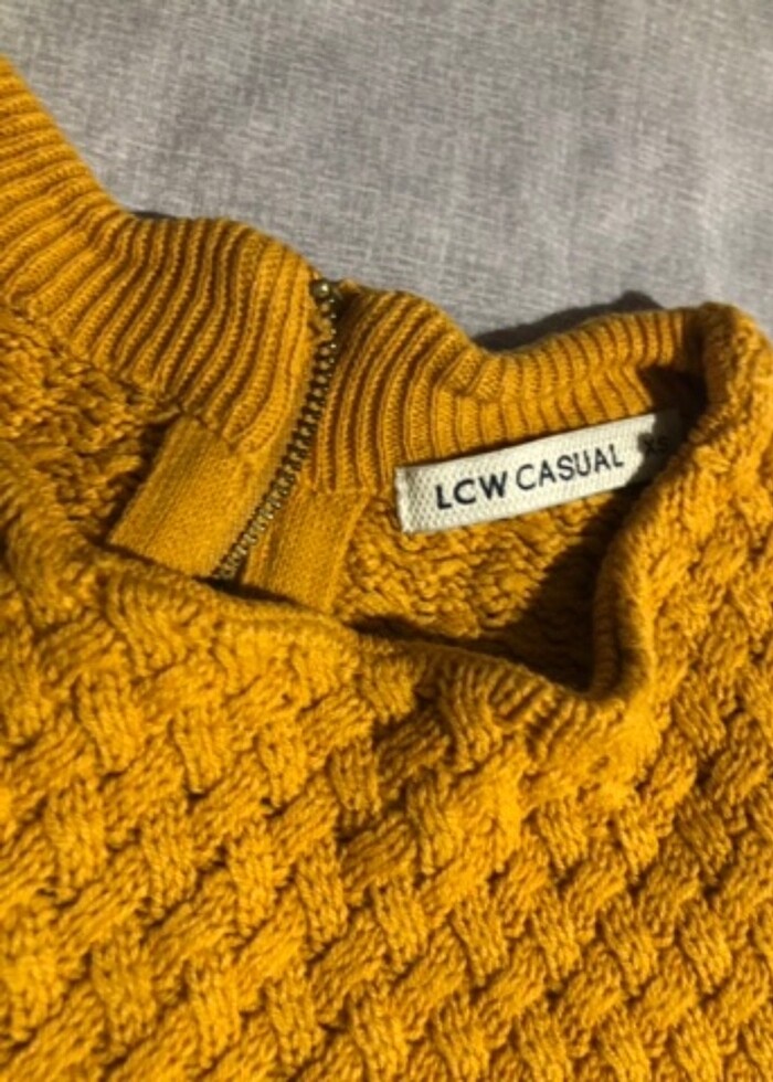 Hardal rengi kazak triko kışlık - Görsel 2