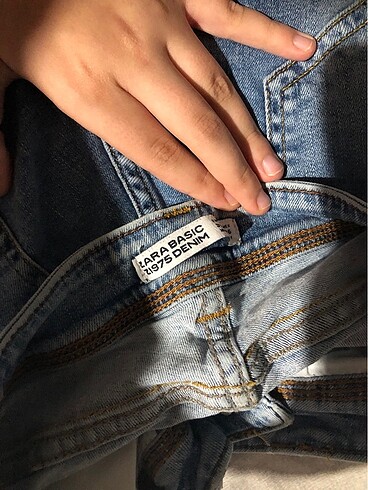 Zara Dar jean kot şık pantolon desenli çiçekli mavi - Görsel 6