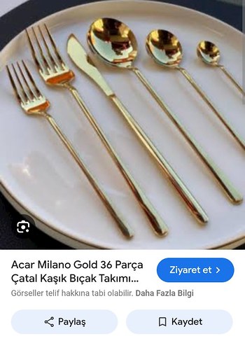 Acar Milano Gold 36 Parça Çatal Kaşık Bıçak Takımı