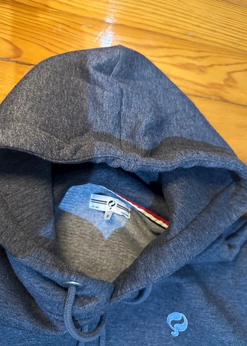 Mavi Kapüşonlu Erkek Sweatshirt şardonlu - Görsel 4