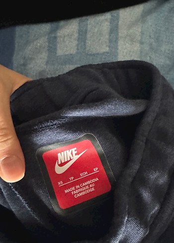 Nike Lacivert Fermuarlı Cep Detaylı Siyah Eşofman Altı