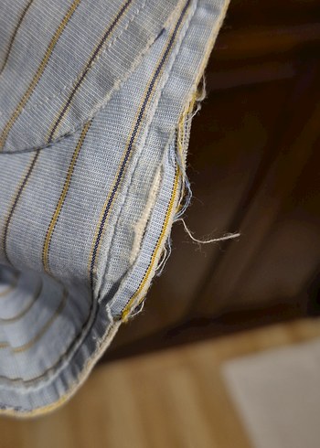 açık mavi Çizgili Erkek Keten Gömlek - Görsel 6