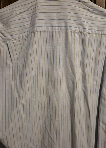 açık mavi Çizgili Erkek Keten Gömlek - Görsel 7