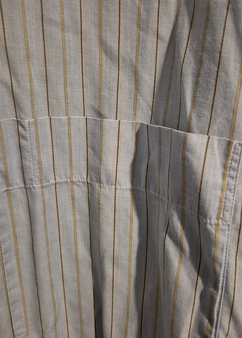 açık mavi Çizgili Erkek Keten Gömlek - Görsel 3