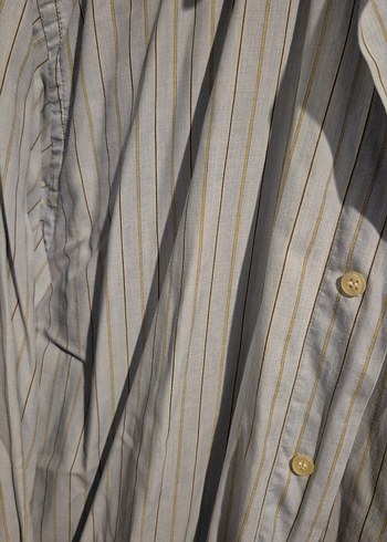 açık mavi Çizgili Erkek Keten Gömlek - Görsel 4