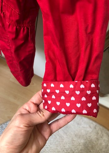 Kız Çocuk Kırmızı Pamuklu Düğmeli Ceket - Görsel 3