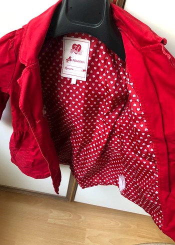 Kız Çocuk Kırmızı Pamuklu Düğmeli Ceket - Görsel 7