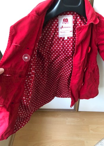 Kız Çocuk Kırmızı Pamuklu Düğmeli Ceket - Görsel 6