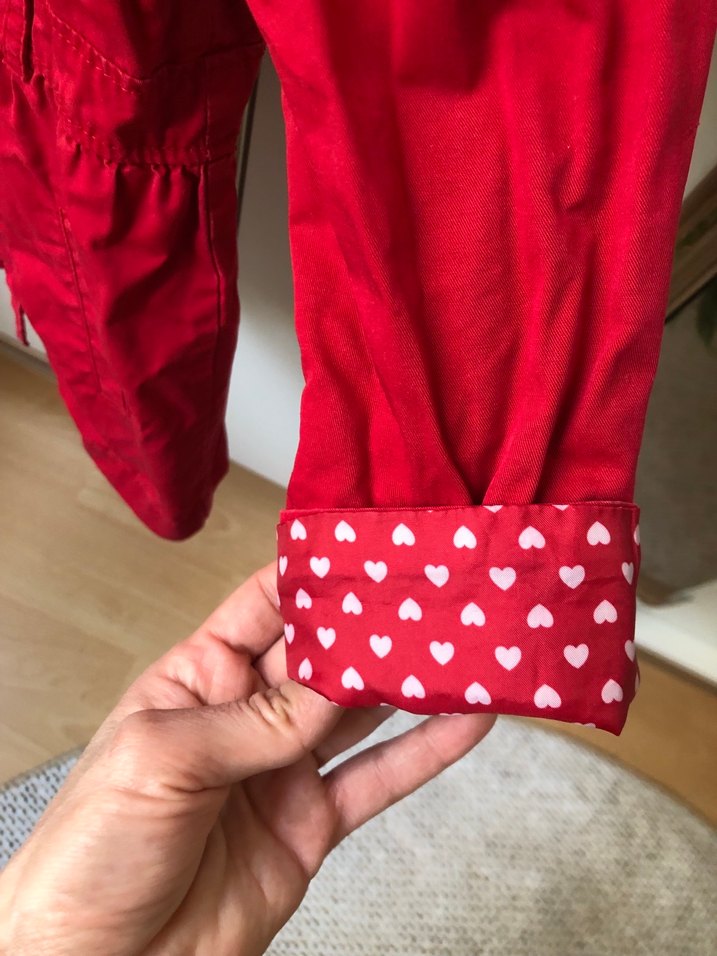 Kız Çocuk Kırmızı Pamuklu Düğmeli Ceket - Görsel 3