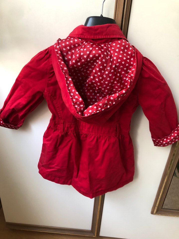 Kız Çocuk Kırmızı Pamuklu Düğmeli Ceket - Görsel 4