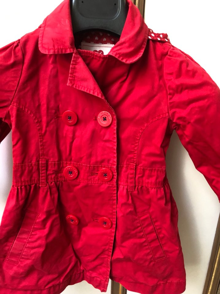 Kız Çocuk Kırmızı Pamuklu Düğmeli Ceket - Görsel 2
