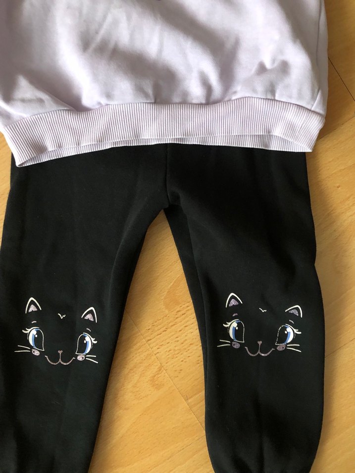 Gri Kapüşonlu Uzun Kollu Bebek Kız Takımı - Görsel 2