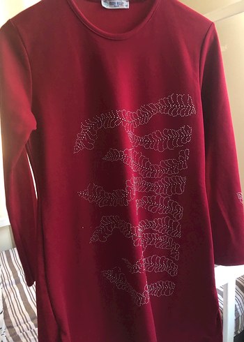 Kırmızı Uzun Kollu Payetli Tunik - Görsel 5